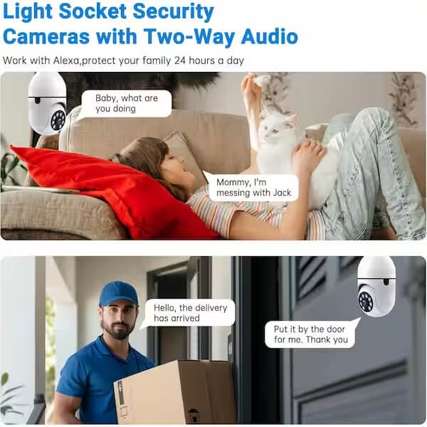 Camara Seguridad 360 WiFi HD con Visión Nocturna